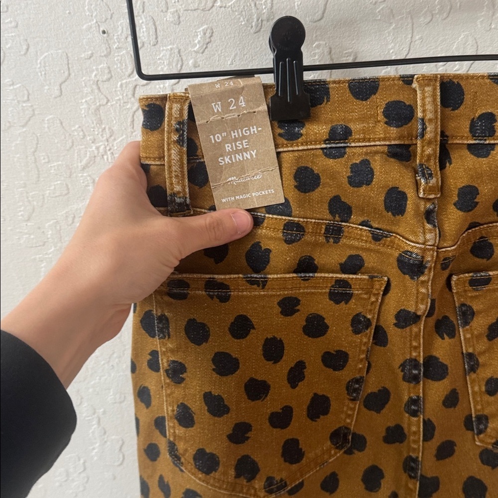 MADEWELL  Skinny Jeans Cheetah Paint Spots 10" High Rise Waist Leopard 24 - Picture 4 of 4